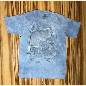 The Mountain Wolf Pack Print Blue Shirt Size Medium